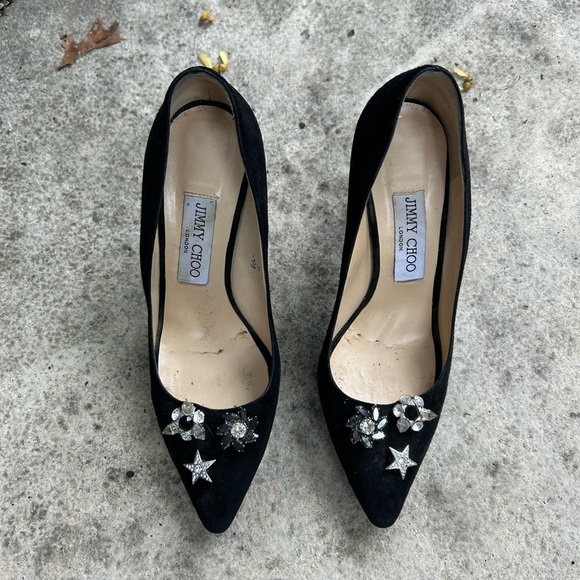 Jimmy Choo Jasmine Black Suede pump with crystals, size 37 - Picture 1 of 12